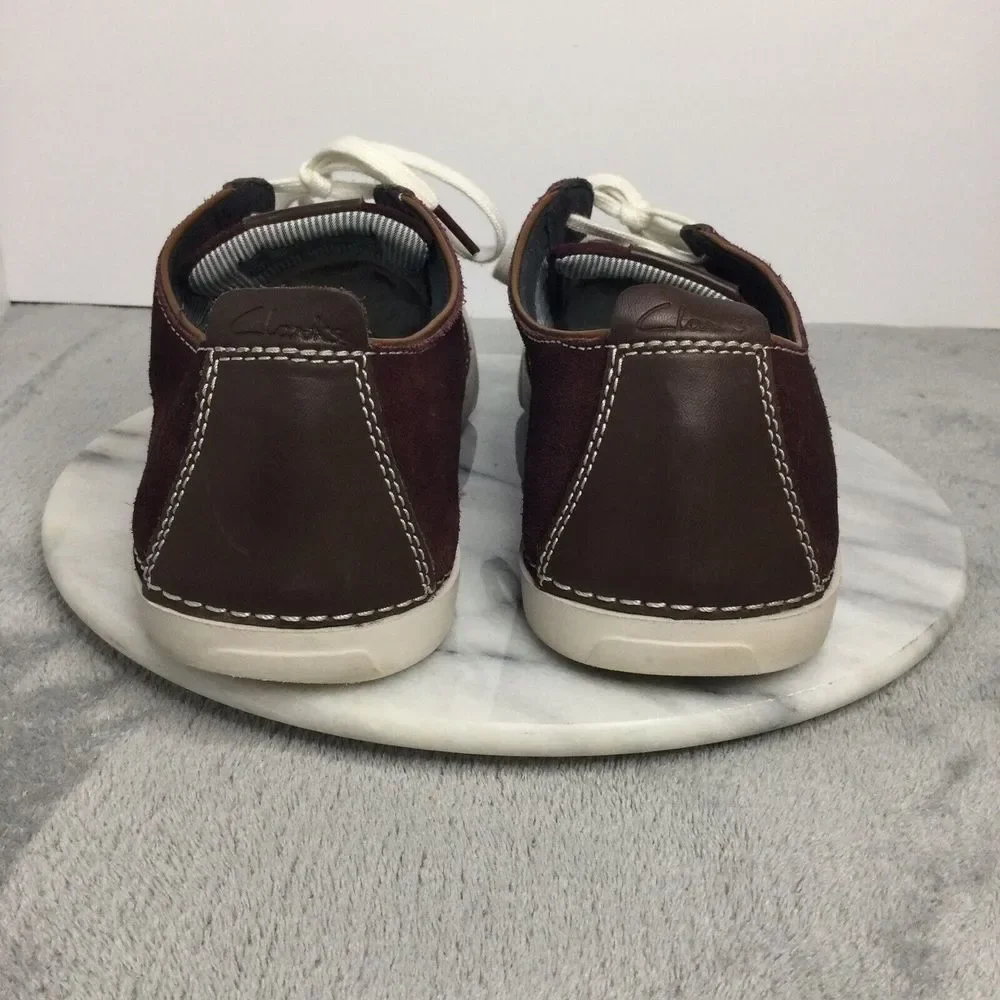 Clarks‎ Weaver 26068077 Mens Burgundy Suede Lace Ups Casual Shoes - Picture 5 of 10